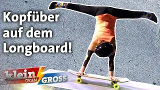 Wer fährt schneller auf den Händen mit dem Longboard? Weltrekordhalter vs. Joana | Klein gegen Groß