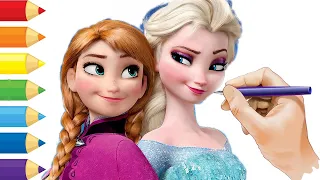 How To Color Frozen 2 Anna, Elsa & Olaf   Markers & Pencils 1