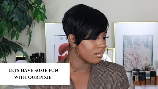 HOW TO ADD EXTENSION TO PIXIE CUT/SHORT HAIR| ADD BANGS TO PIXIE FEAT Dark & Lovely