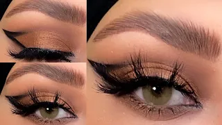 تعليم رسم الايلينر المزدوج|ايلاينر الهبة|ميكب بني نحاسي للمبتدئين/Eyeliner tutorial