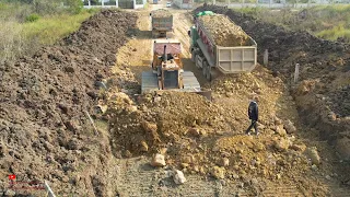 Techniques Push Design New Update Road Foundation Construction By Komatsu Dozer Dump Trucks