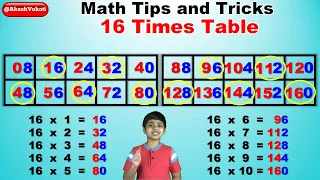 Learn 16 Times Multiplication Table | Easy and fast way to learn | Math Tips and Tricks