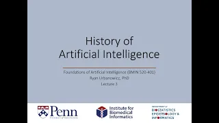 Lecture 3:  History of Artificial Intelligence