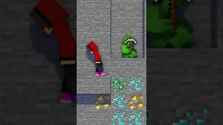 Mikey Never Give Up Mining! - Minecraft Maizen Animation #shorts