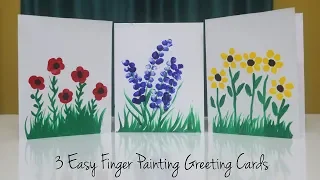 3 EASY Finger Painting Greeting Card Ideas | Teacher's Day Card Kids can Make