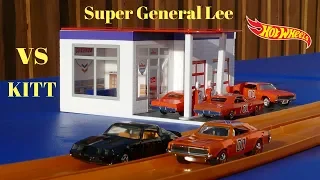 Hot Wheels Dukes of Hazzard Super General Lee vs Knight Rider KITT tournament race