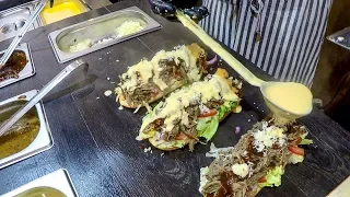 Super Loaded Sandwiches with Pulled Beef. Kiev Street Food, Ukraine