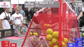 VEX Worlds 2016 - VRC HS Arts - SF 1-2 (9594C 118 569B) 299 vs 235 (169B 5225A 1900W)