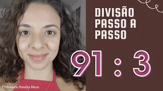 "91 dividido por 3" "91/3" "91:3" "Dividir 91 por 3" "Dividir 91 entre 3" "aula online divisão"