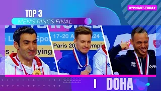 Top 3 in Men's Rings Final - 2024 Doha Gymnastics Apparatus World Cup