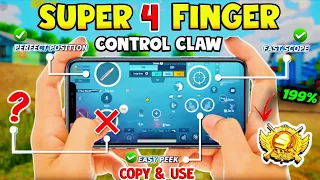 Super💥4 Finger Control Claw | 4 finger claw Settings 😱 | Best Claw layout + Code ✅❌ PUBGBGMI 🔥