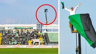 Crazy Football Fan got Banned from the team stadium. Look what he did to watch the game!