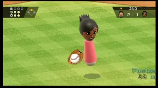 In Wii Sports Baseball, Sakura has had it with her team...