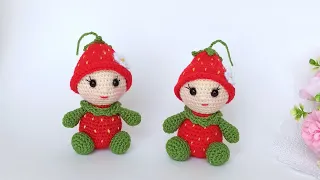 Super cute 🍓 How to crochet Fairy Strawberry Gnome / Amigurumi Doll 🍓