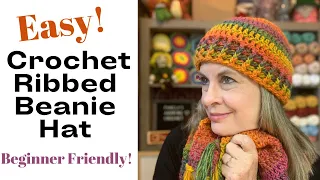 Easy Crochet Ribbed Beanie Hat Free Tutorial