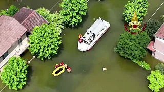 Drone footage shows damage in Italy's flooded towns