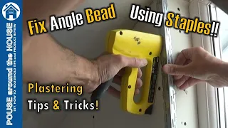 How to cut & fix drywall bead using staples. Fit angle bead with staple gun. Fixing plaster bead!!