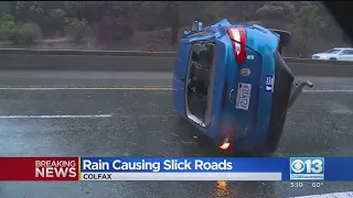 Rain Causing Slick Roads In Colfax