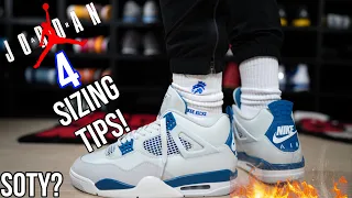 SIZING TIPS AND ON FEET LOOK AT THE 2024 JORDAN 4 “MILITARY BLUE” WATCH BEFORE YOU BUY!
