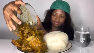 Asmr Mukbang Fufu and Ogbono with okra soup || African food mukbang || Eat with Ify