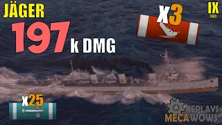 Destroyer Jäger 3 Kills & 197k Damage | World of Warships Gameplay