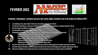 Cotations, prix, stats des cartes Alpha, des boosters, box scellés et des éditions MTG 02/2022