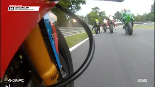 2023 Bennetts British Superbikes: Oulton Park Showdown, Race 2, Safety Car restart from onboard