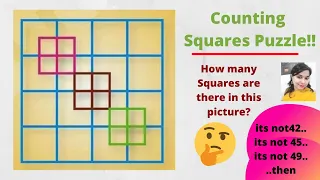 Squares Count puzzle!! Eye Test- How many squares are there? viral social media puzzle!!