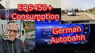 Mercedes EQS 450+ Consumption, Measurements, Calibration, German Autobahn