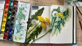 Як намалювати кульбабу реалістично #watercolor #dandelions #painting #ukrainian