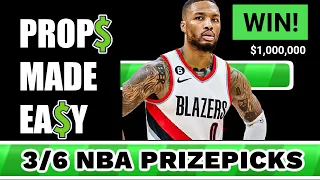 3/6/23 NBA PRIZEPICKS PLAYER PROP PICKS / PROPS MADE EASY