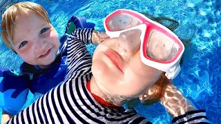 NiKO Shark vs Mermaid ADLEY!!  Barbie Dream Camper adventure to the Pool for an underwater play day!