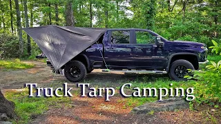 TARP CAMPING In a TRUCK BED | CAMPFIRE COOK Street Tacos | Waterfall Hike