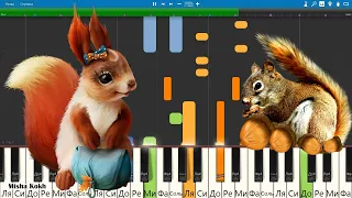 Песенка Белочки - В. Шаинский (на пианино Synthesia cover) Ноты и MIDI