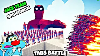 JACK 100x SPIDERMAN + GIANT SPIDERMAN vs OGGY EVERY GODS - Totally Accurate Battle Simulator TABS