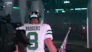 AARON RODGERS WALKS OUT THE JETS TUNNEL FOR FIRST TIME