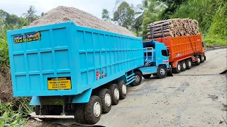 TIRE EXPLODED Truck swerved Dump Trailer Truck Hino 500 Fuso 220Ps Sand Truck TRIBAL Truck Accident