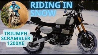 Triumph Scrambler 1200 XE in snow.