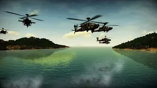 AH-64 Apache Helicopter Popular Action - AH-64 Apache Airstrikes, AH-64 Firing At Tanks