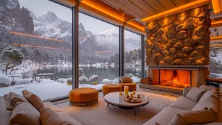 Jazz Background Music In Cozy Living Room Space ❄️Snowy Day With Cozy Fireplace To Relax