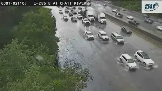 Metro Atlanta rush hour met with flooding along I-285 east