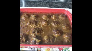 Delicious Beef Meatballs with Onions and Gravy