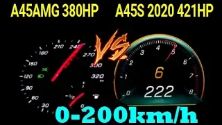 2020 Mercedes A45s 421 HP VS Mercedes A45 380 HP Acceleration 0 -200km/h Rollingrace 100 -200km/h