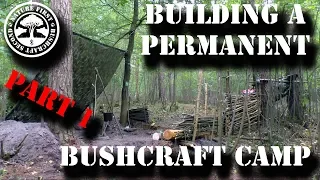 Building A Permanent Bushcraft Shelter - Part 1: Fire Pit, Table, Tripod, Bench & Trench