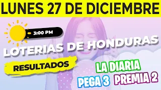 Sorteo 3PM Loto Honduras, La Diaria, Pega 3, Premia 2, Lunes 27 de Diciembre del 2021 | Ganador 😱🤑💰💵