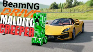 Acertando o Creeper em alta velocidade no Beamng Drive Mod do Minecraft