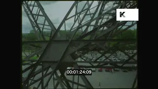 POV Up the Eiffel Tower, 1960s Paris, HD from 35mm