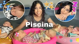 PASSEI A NOITE NA PISCINA COM MEUS BEBÊS REBORN | GABI REBORN