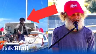 Dramatic moment castaway sailor and his dog were found after 3 months lost at sea
