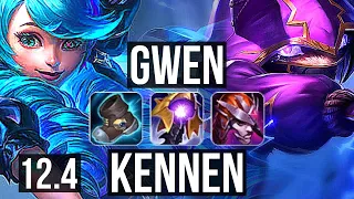 GWEN vs KENNEN (TOP) | 6/0/9, 300+ games, Dominating | KR Master | 12.4